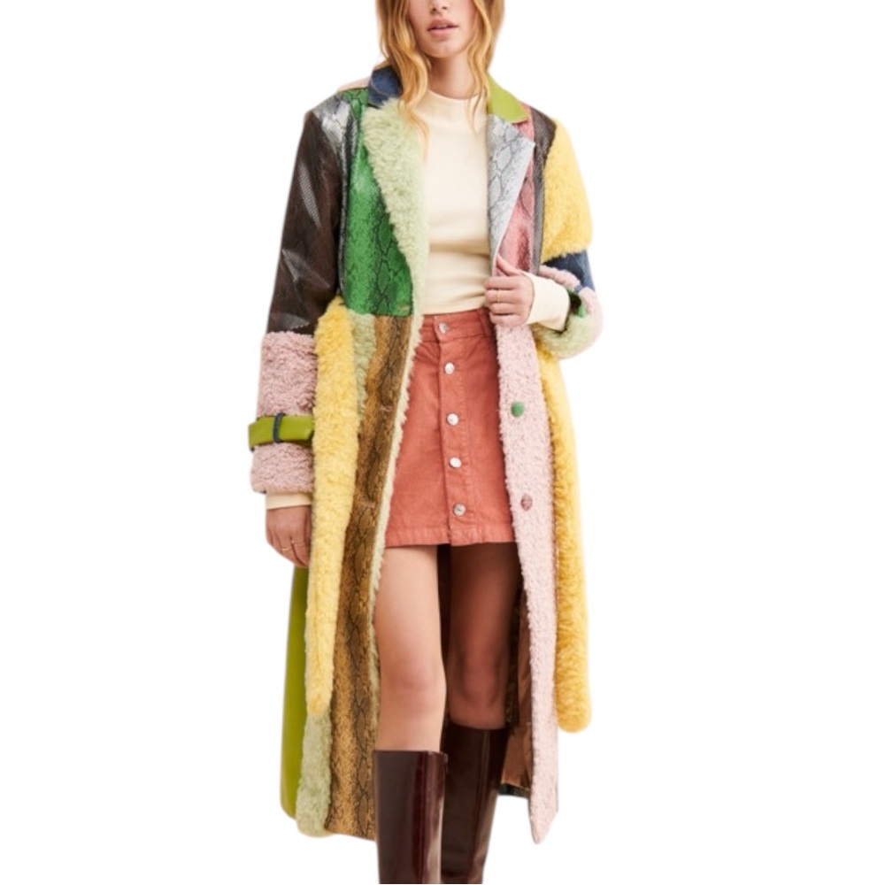 Colin Locascio x Free People Pamela Patchwork Lg Faux Snakeskin Long Belt Trench - Picture 14 of 16